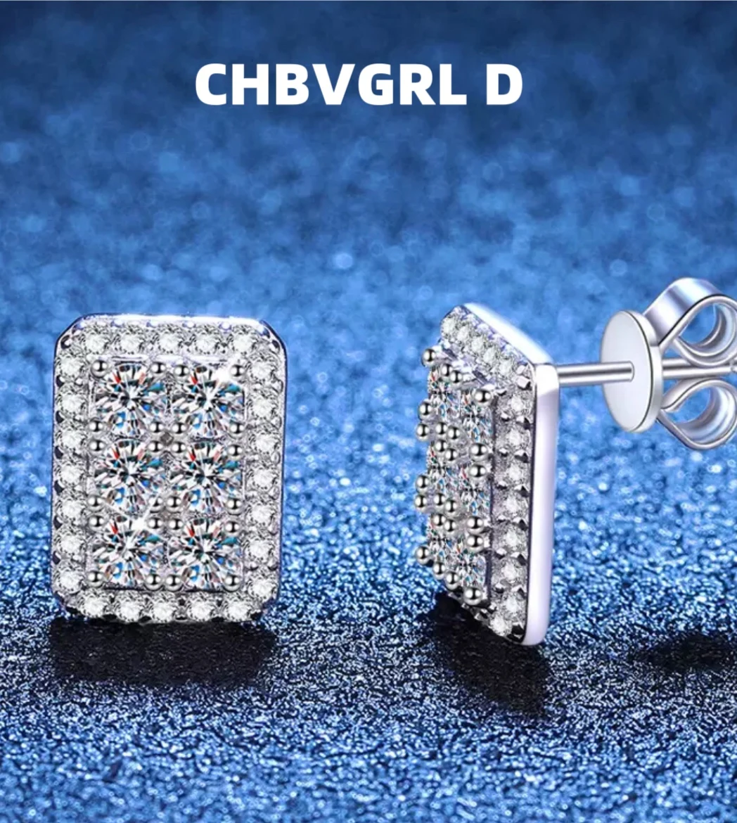 

[Shining Sugar] S925 sterling silver moissanite earrings, full diamonds, shining sugar, Japanese and Korean simple and luxurious