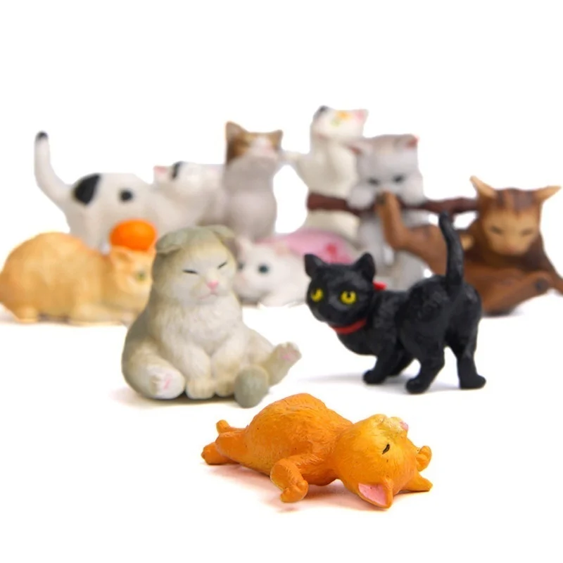 10 Pcs Cat Colorful Creative Landscaping Doll Miniature da giardino in miniatura Figurine Home Decor