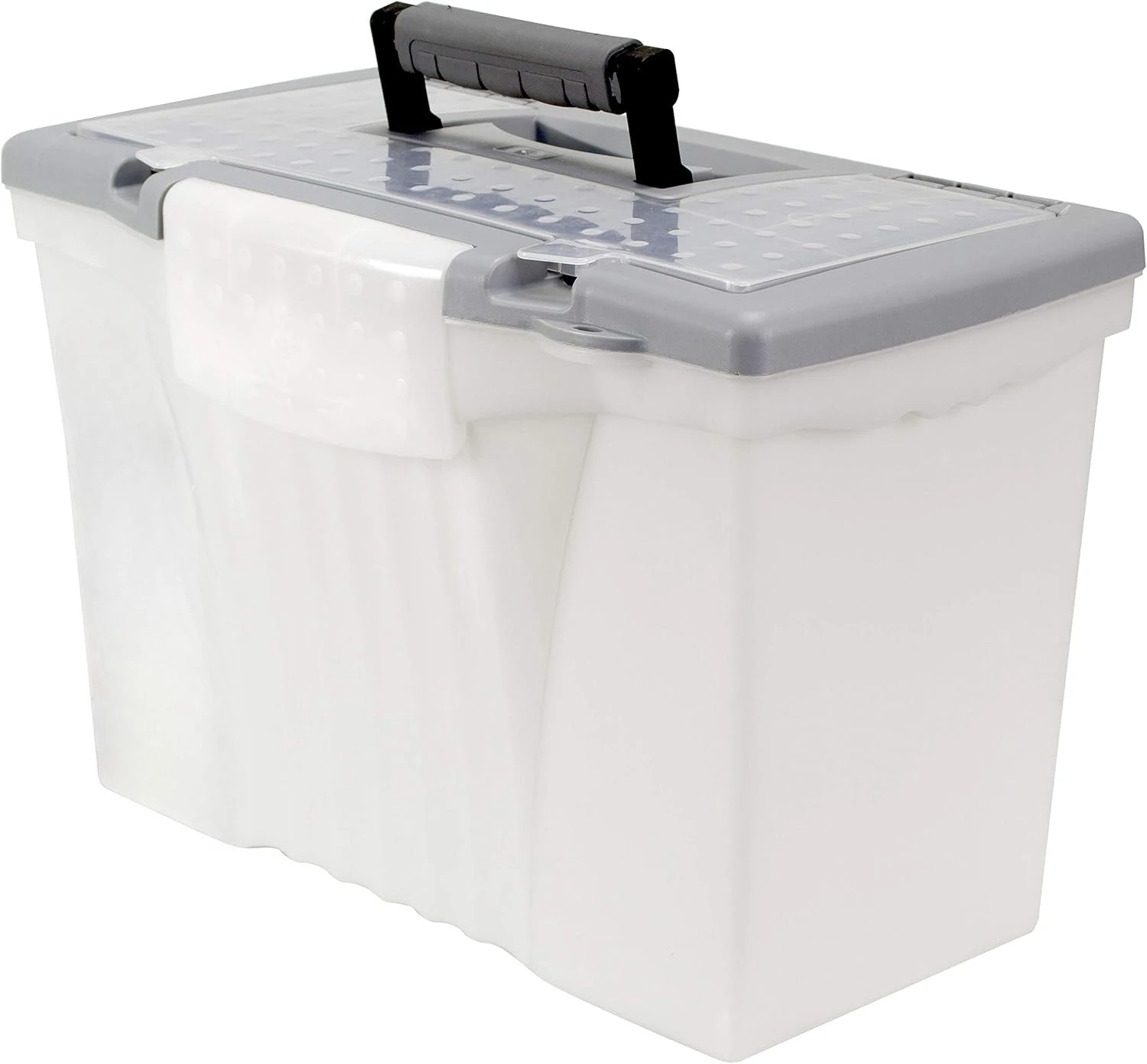 

Portable file box with organizer lid, 17.13 x 9.63 x 11 inches