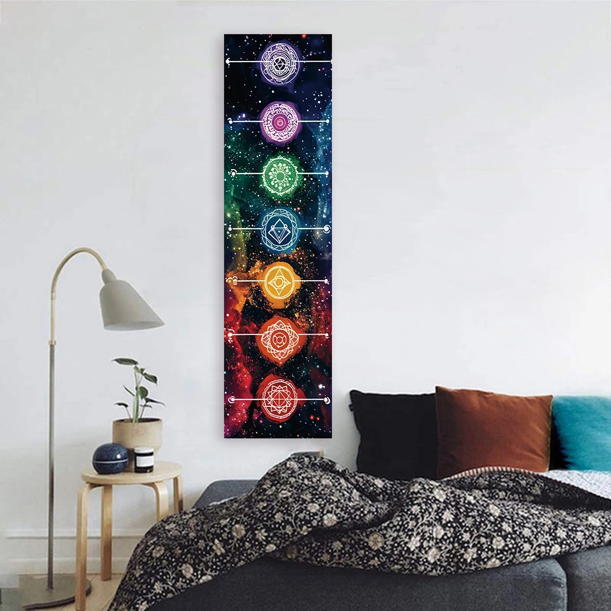 Galaxy Colorful Chakra Home Wall Decor Tapestry The Millky Way Mandala Rainbow Chakra Art Tapestry Wall Hanging for Living Room