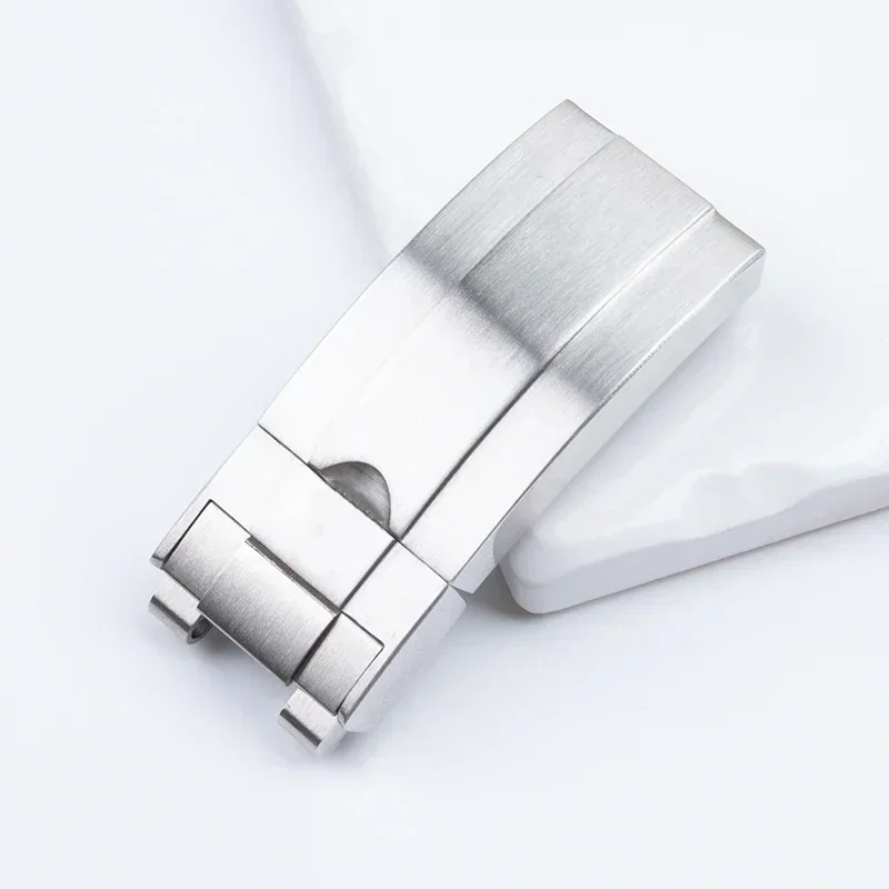 316L 17x9 مللي متر الفولاذ المقاوم للصدأ الإنزلاق المنزلق قفل للطي مشبك ل رولكس جديد الغواصة المطاط الأساور الجلدية نشر المشبك