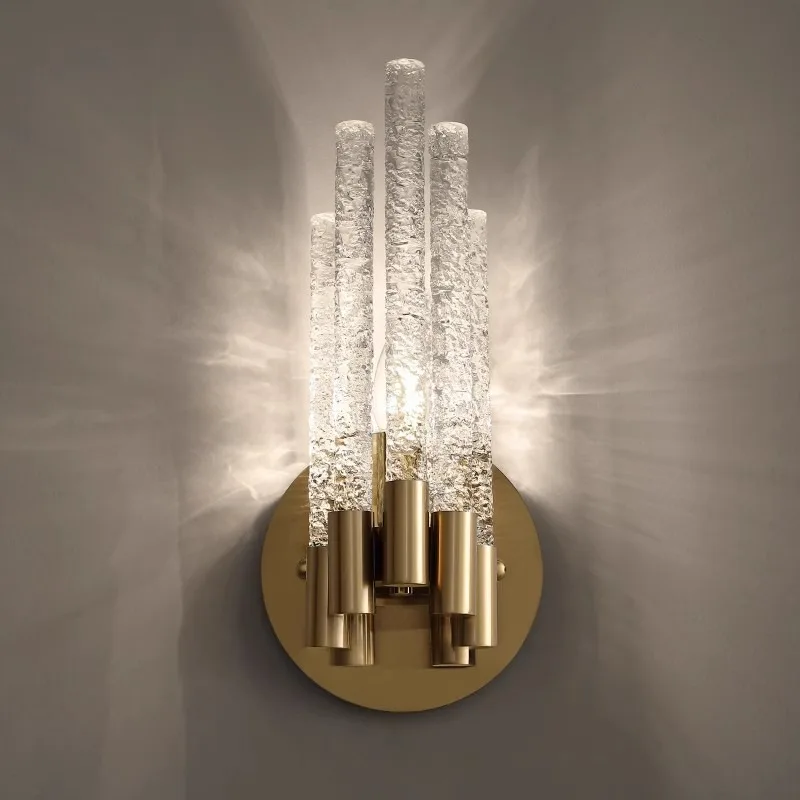 

Moden Luxury Multi-head Cylindrical Crystal LED Wall Lamp Iron Base Light Nordic Living Room Bedroom Restaurant Corridor Sconces