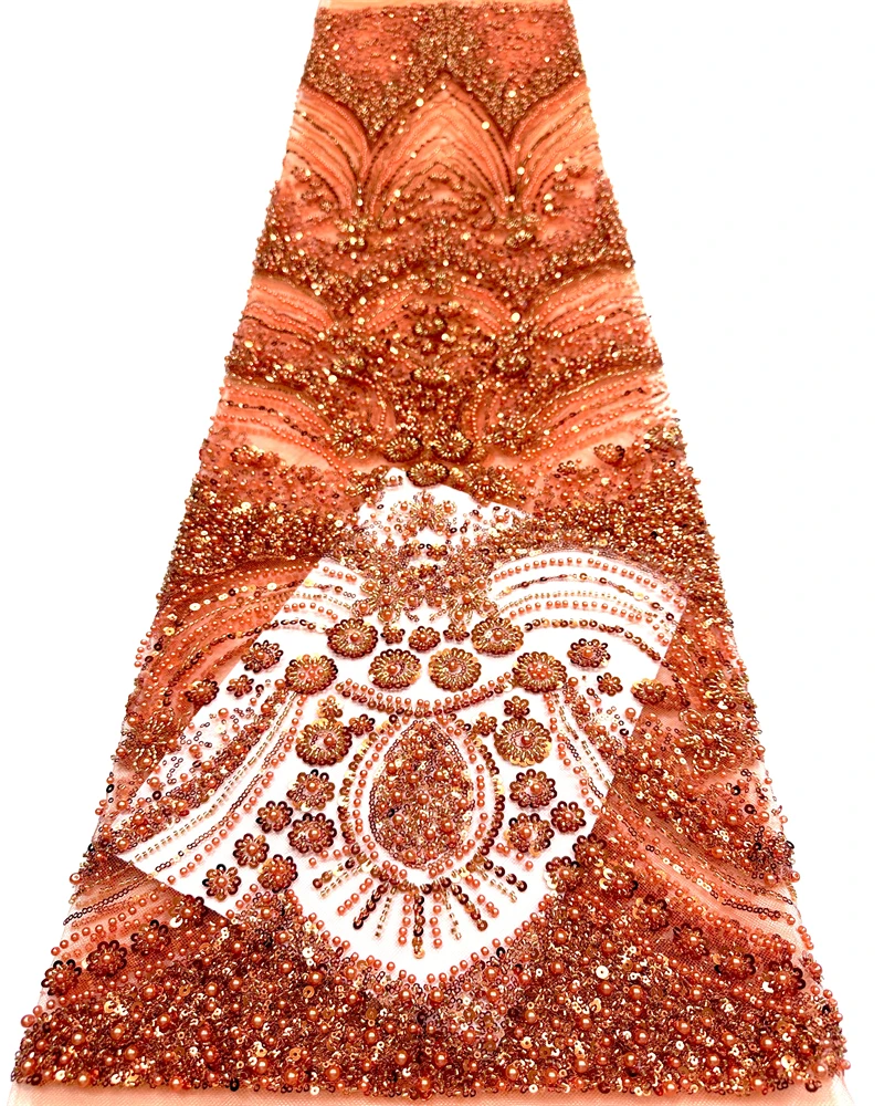 

Latest Austria Best Quality Elegant Soft Mesh Sequined lace with Beads Fabric For Wedding Evening Dress