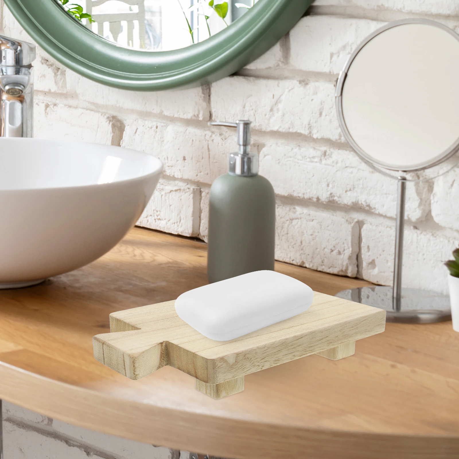 

Wooden St for Kitchen Bathroom Soap Tray Pedestal Creative Decor Storage Low Stool Display Plant Vase Riser Space Saving