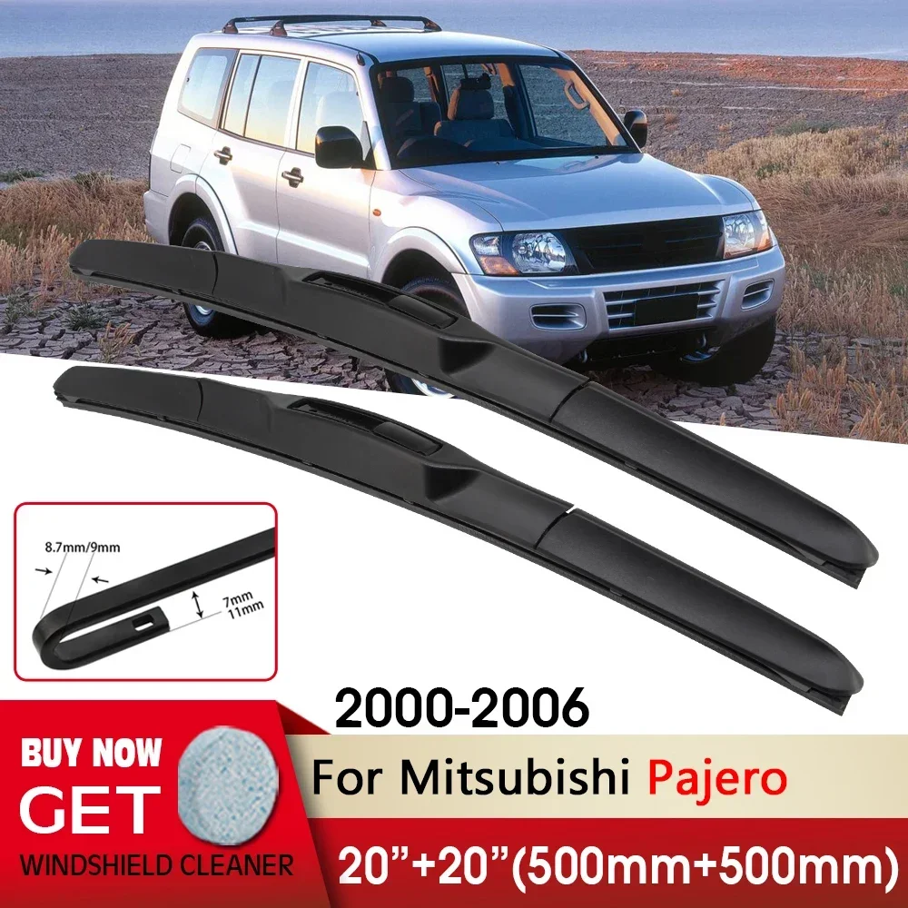 

Car Wiper Front Wiper Blade 20"+20" For Mitsubishi Pajero 2000-2006 Fit U Hook Arm Windshield Windscreen Front Window