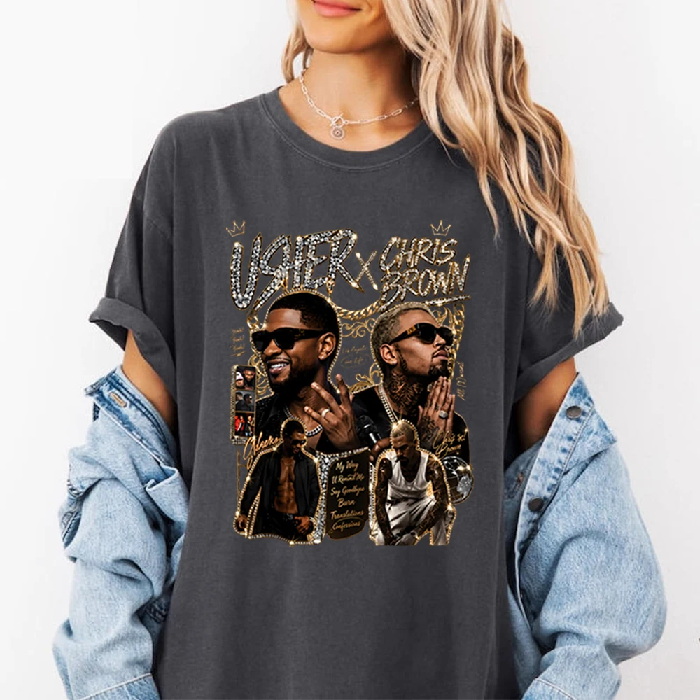 Usher Raymond and Chris Brown R&B Tour 2026 Concert T-Shirt  The R and B Tour Fan Merch Vintage Hip Hop Hipster Tops Fans Gift