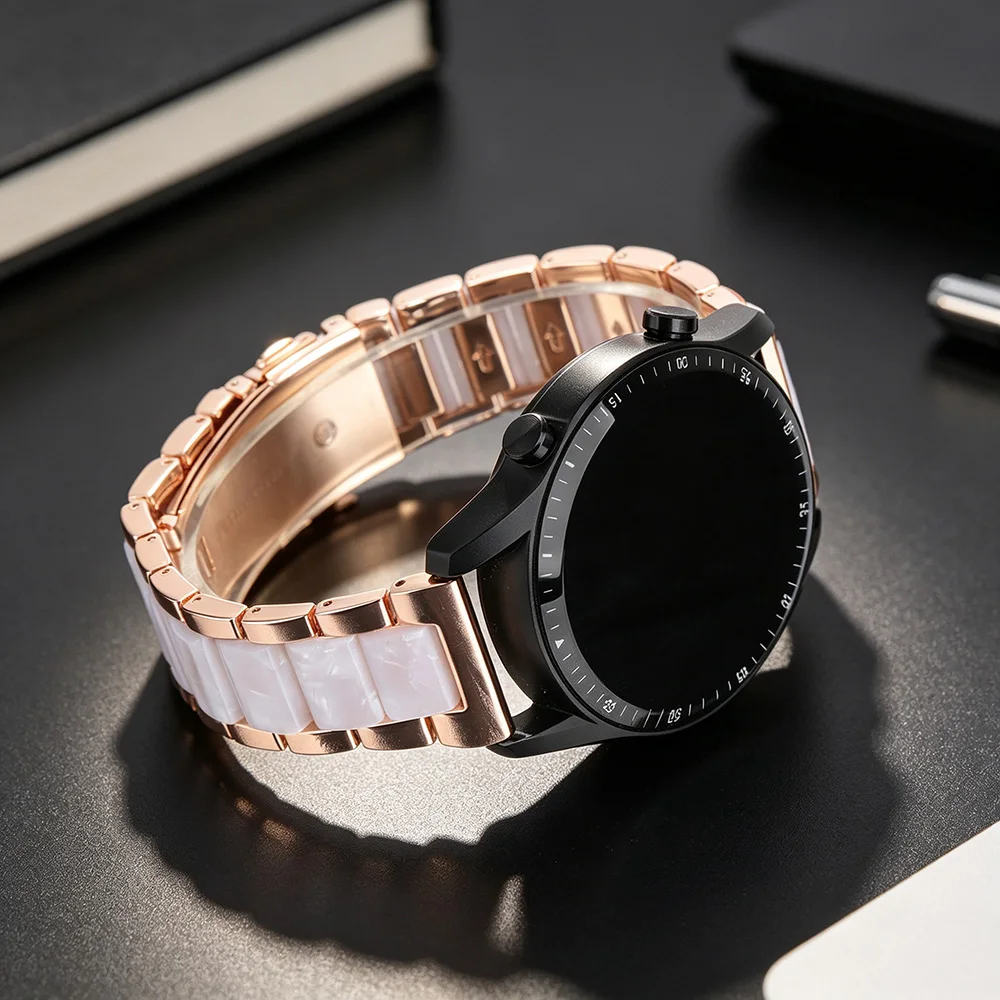 18/20/22mm Two Tone Metal Resin Strap For Huawei Watch GT 2 2e 3 4 5 6 Pro 46mm42mm Bracelet Xiaomi Watch S 3 4 5 6 7 Color Band