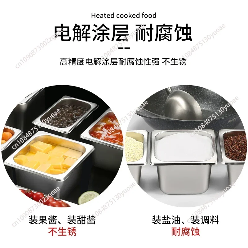 Stainless steel seasoning box, commercial all-in-one, multi-grid condiment box set, kitchen seasoning tank, sauce box,