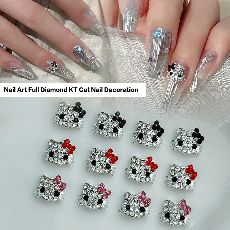 5Pcs Sanrio Cartoon Nail Diamond Shine Charms Nail Decoration Diy Materials Kawaii Hello Kitty DIY Crafts Accessories Gift