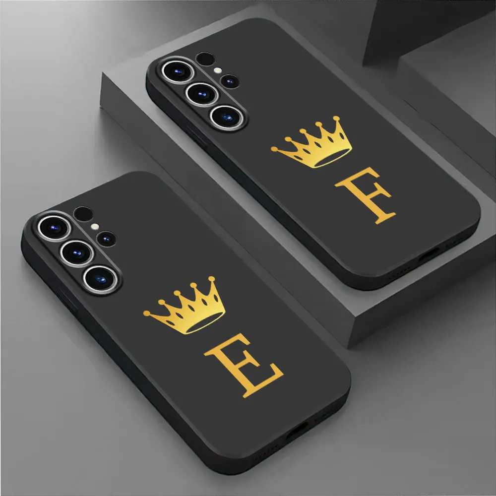 Crown 26 Letter Fashion A-F Phone Case for Samsung Galaxy S21 FE S21 5G S24 Ultra S23 Ultra S22 Plus S20 Cover Funda Silicone