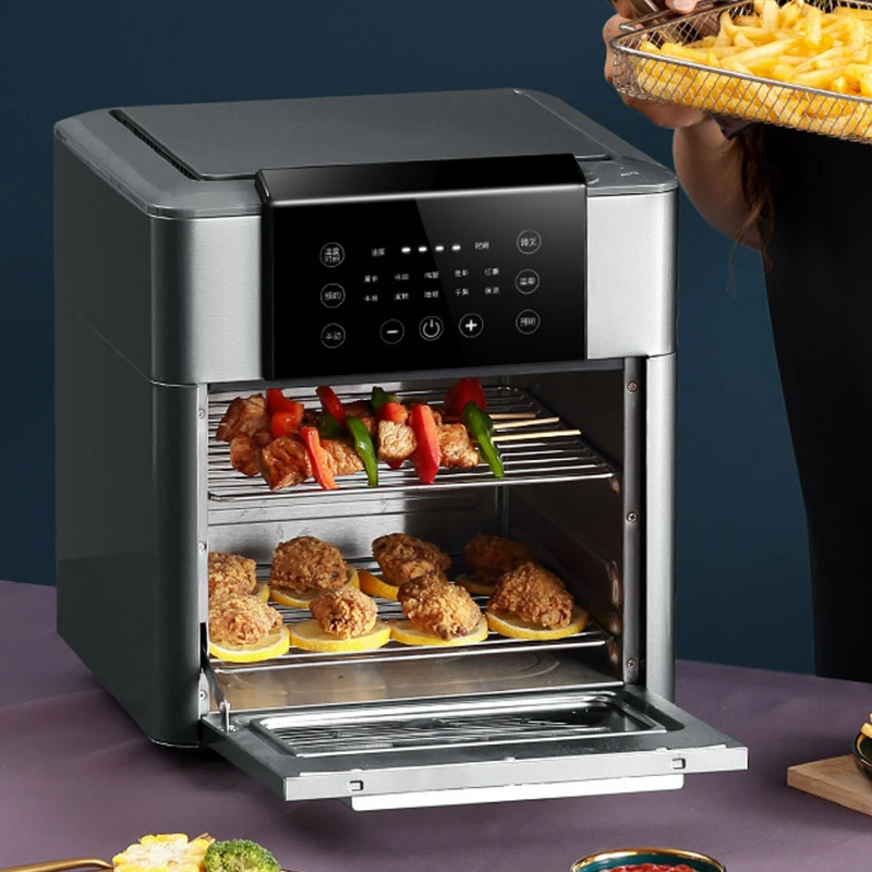 مقلاة هوائية بسعة كبيرة 12 لتر، 220 فولت، فرن مقلاة كهربائية ذكي متعدد الوظائف خالي من الزيت مع شاشة LED تعمل باللمس للمنزل