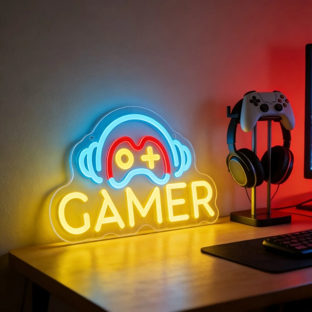 

Неоновая вывеска GAMER с USB-питанием, регулируемая светодиодная неоновая подсветка для игровой комнаты, спальни, гостиной, клуба, бара, мужской комнаты, подарки для вечеринок, декор для стен