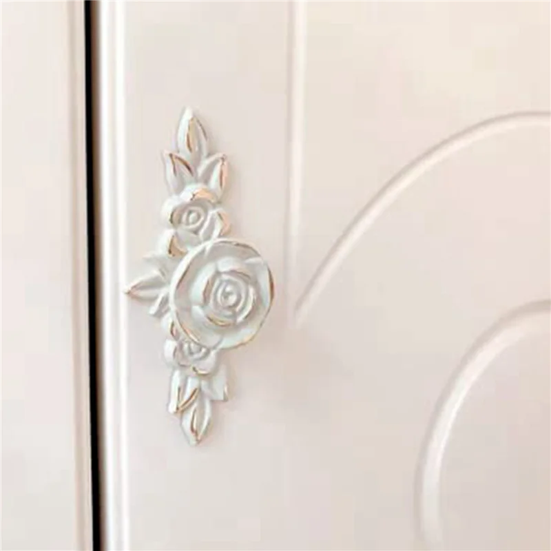 الترويج! 8 قطع مقابض خزانة الورود اليورو مع لوحة خلفية، مقابض سحب درج الزهور لخزانة منضدة الزينة