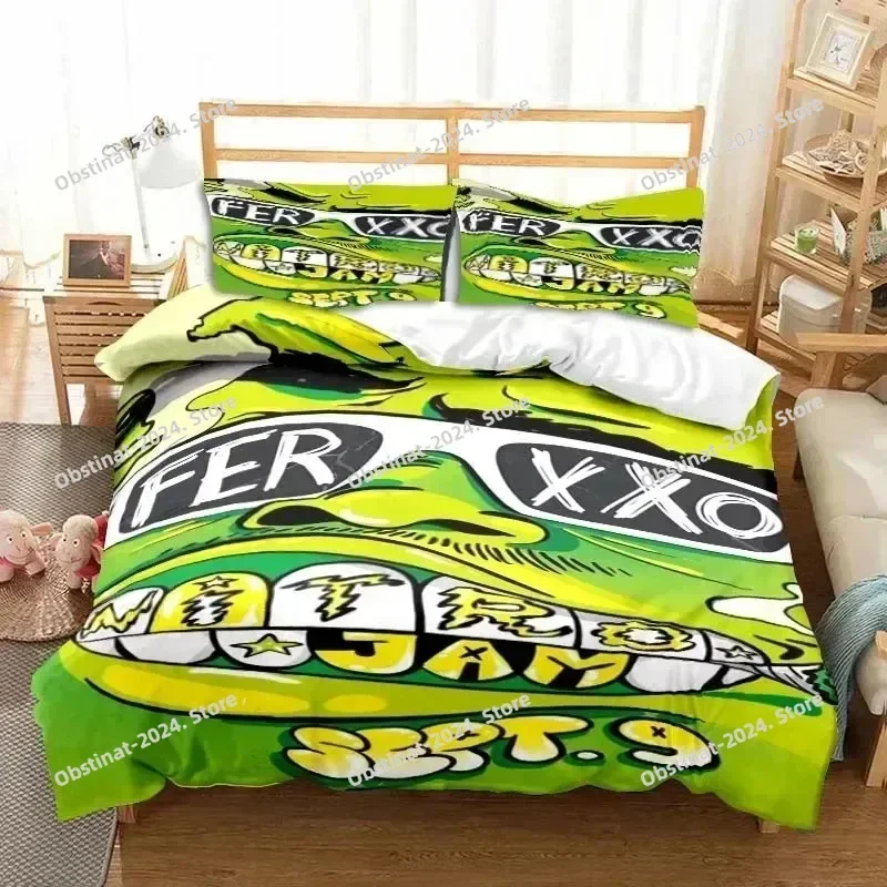 Fashion Ferxxo Feid Rapper Bedding Set Printed Bed Set With Pillowcase Bed Duvet Cover Soft Single Double Queen Super King Size
