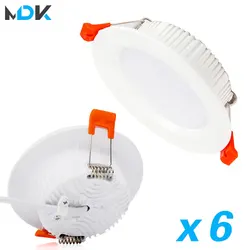 6Pcs AC220V LED Downlight Thick Aluminum 5W 7W 9W 12W 15W 18W 110V Recessed Spot Lighting Bedroom Kitchen Indoor Down Lamp