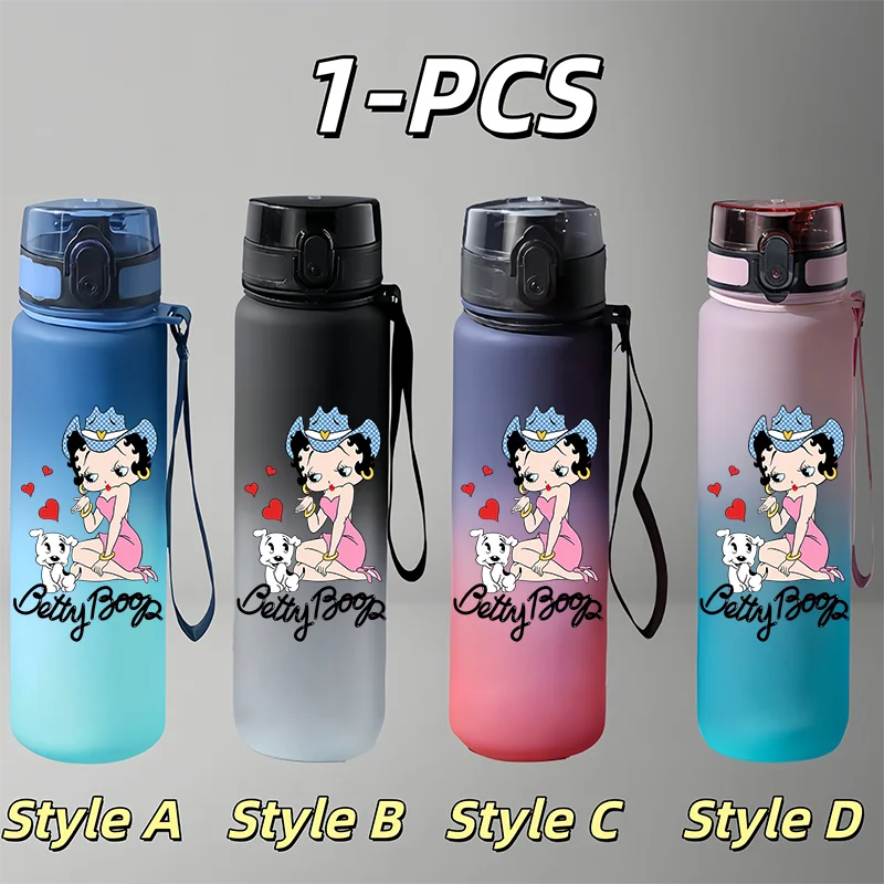 Betty Boop Cartoon 650ml Gradient Sports Water Bottle, Outdoor Portable Cup, Gifts for Vacations and Festivals view 3