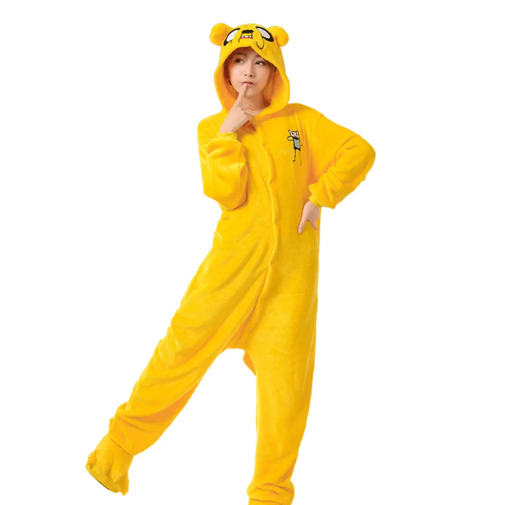 Anime Kigurumi Adventure Time With Finn And Jake Cosplay Costume Romper Onesies Pyjamas Jumpsuit Hoodies Sleepwear for Adults