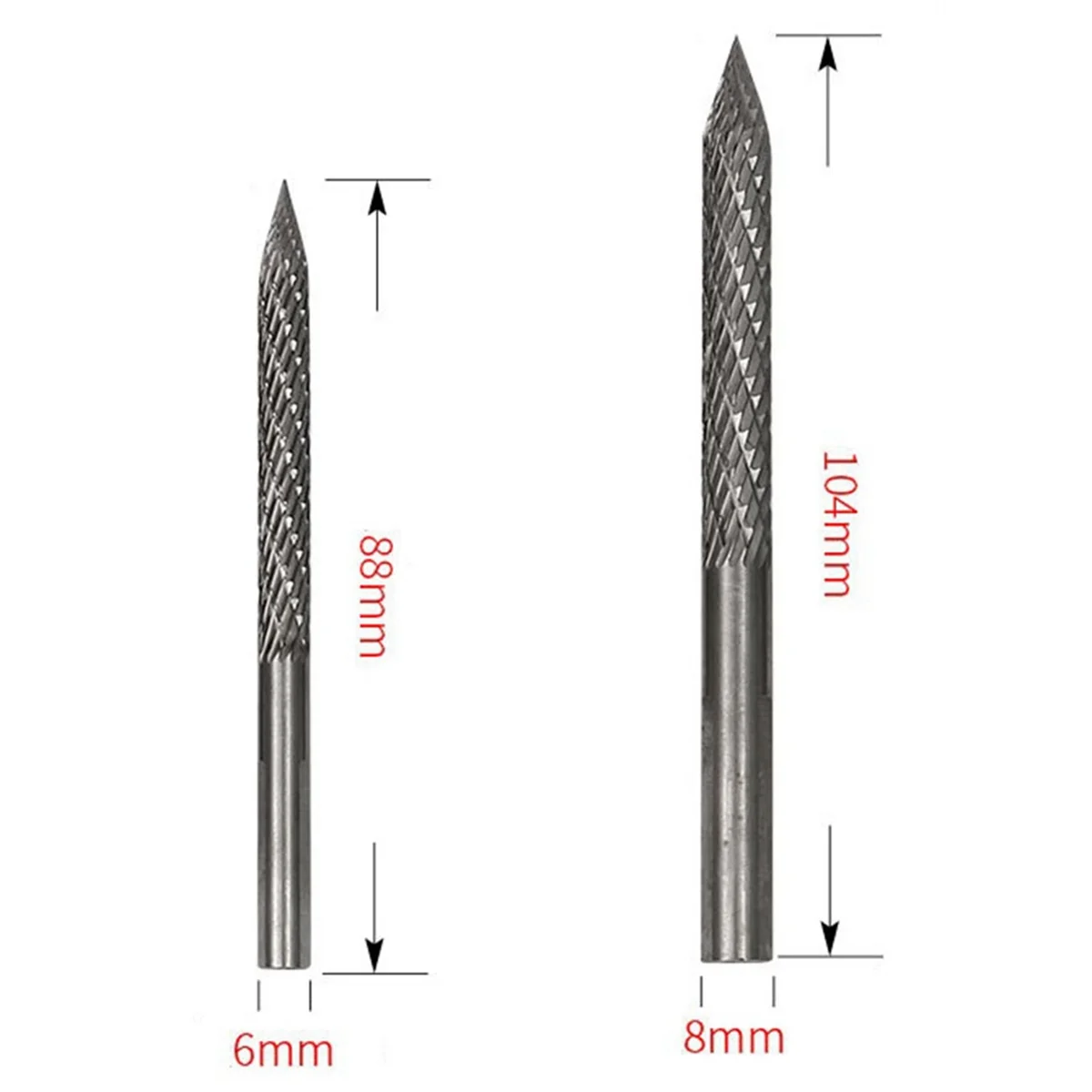 Broca de carburo para reparación de neumáticos, rebabas de varios tamaños, parches de neumáticos, cortadores de enchufes, cortador de alambre, taladro escariador de 6mm y 8mm, paquete de 2 unidades