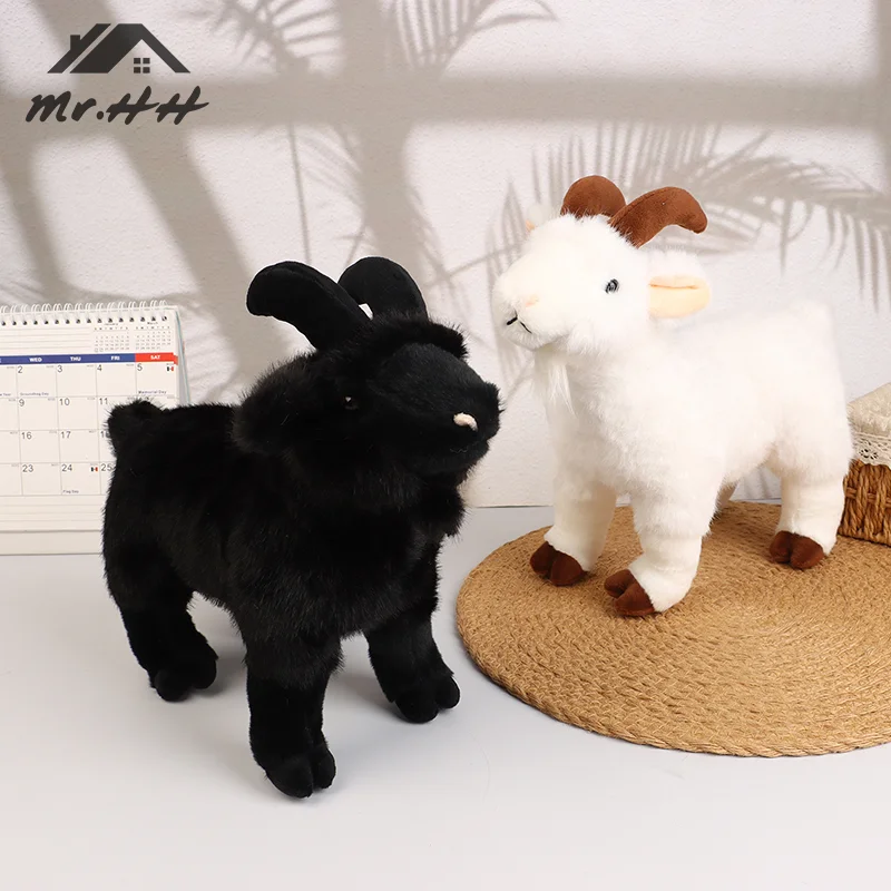 Kawaii Imitation Goat Decoration Plush Cute Realistic Animal Doll Soft Cartoon Animal Children's Birthday Gift Home Accessories