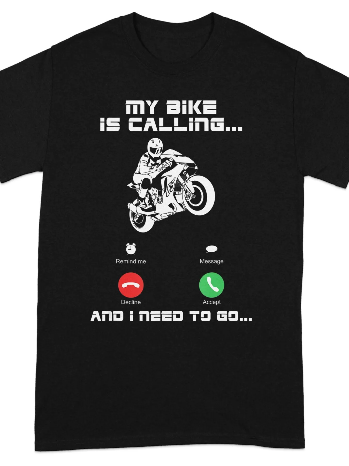 

Men's Casual Cotton Crew Neck T-Shirt With My Bike Is Calling Motorcycle Print Summer Women Short Sleeves Creative Style