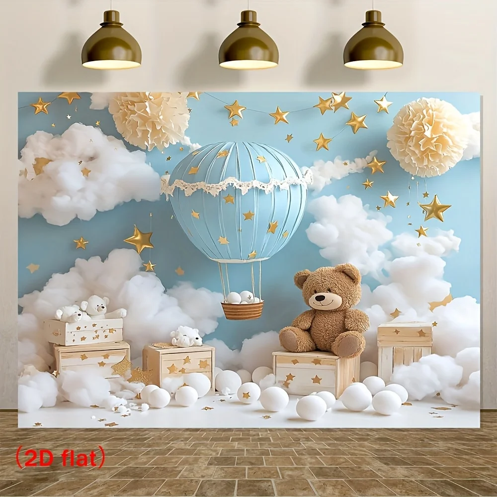 Hot wind bear tapestry children's party decoration photo wall festival activity layout polyester fiber cartoon bear theme