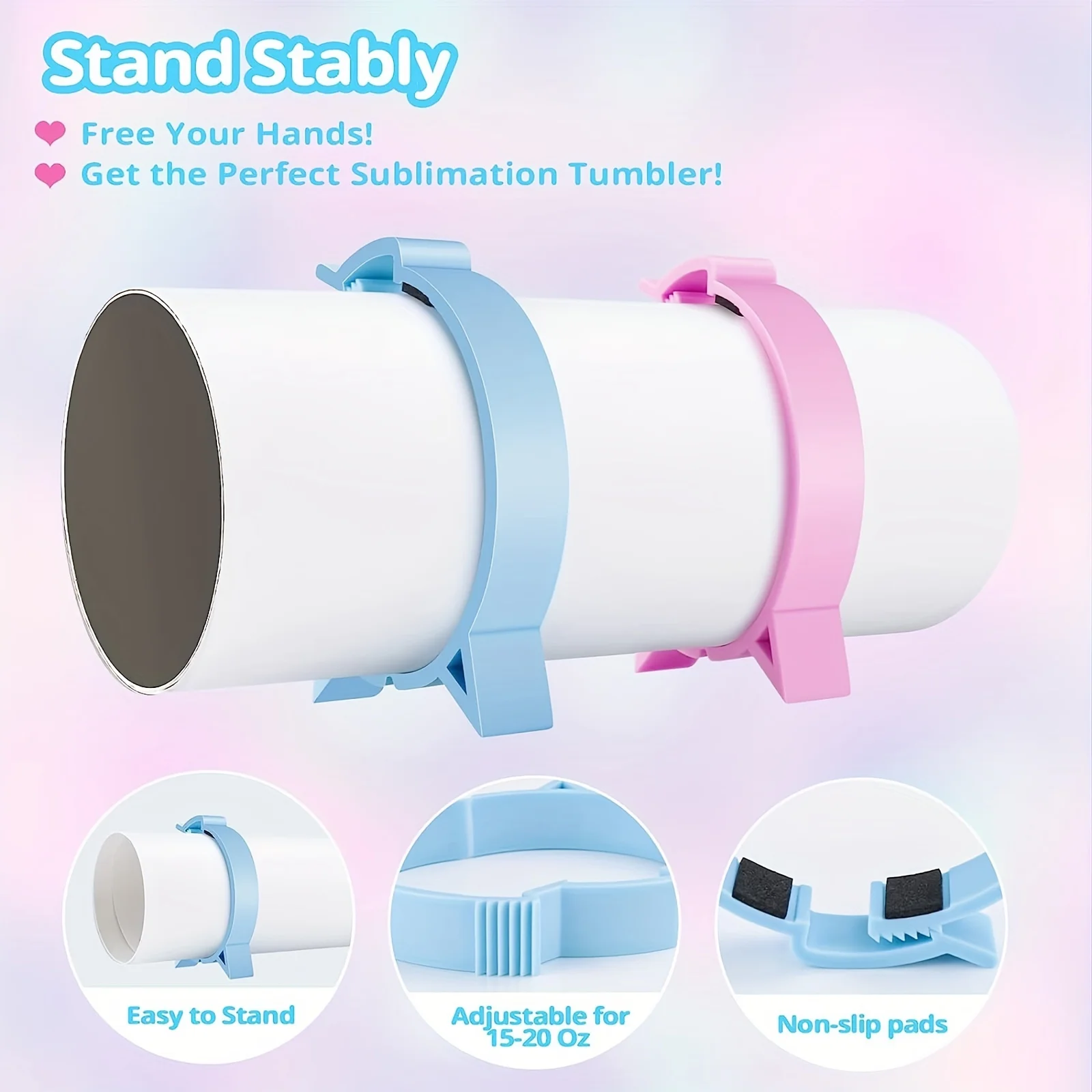2pcs Sublimation Tumbler Clamps - Essential Grip Tools for 20 Oz Skinny Straight Tumblers for Sublimation Blanks and Paper