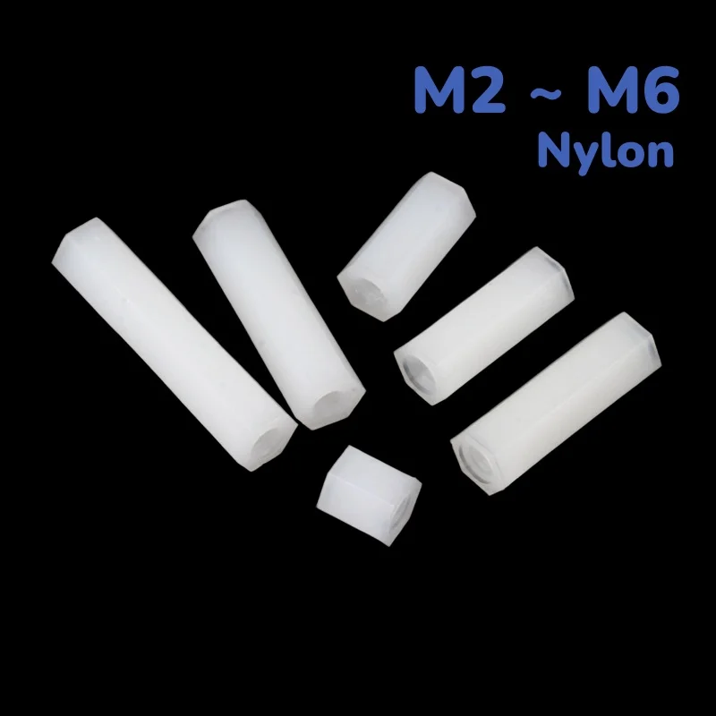 White Hex Female Female Nylon Standoff Spacer M2 M2.5 M3 M4 M5 M6 Hexagon Thread Pcb Motherboard Spacer