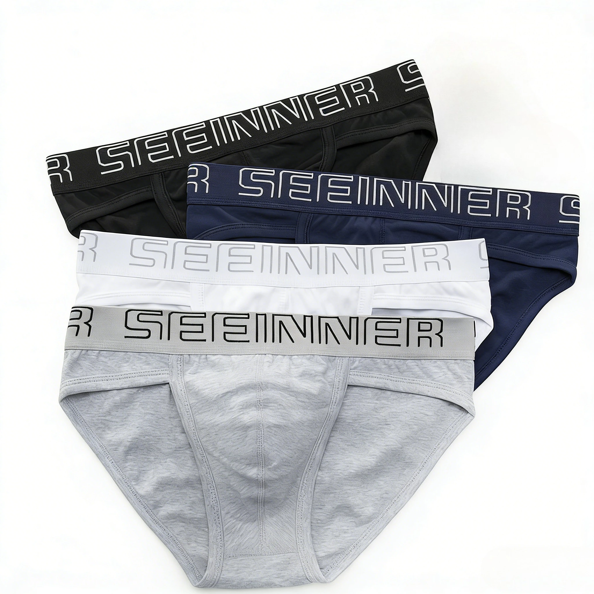 

Men's Ribbed Cotton Briefs Solid Color High-Cut Sexy Breathable Comfortable Knickers for Men Daily Wear U-Convex Pouch Underwear