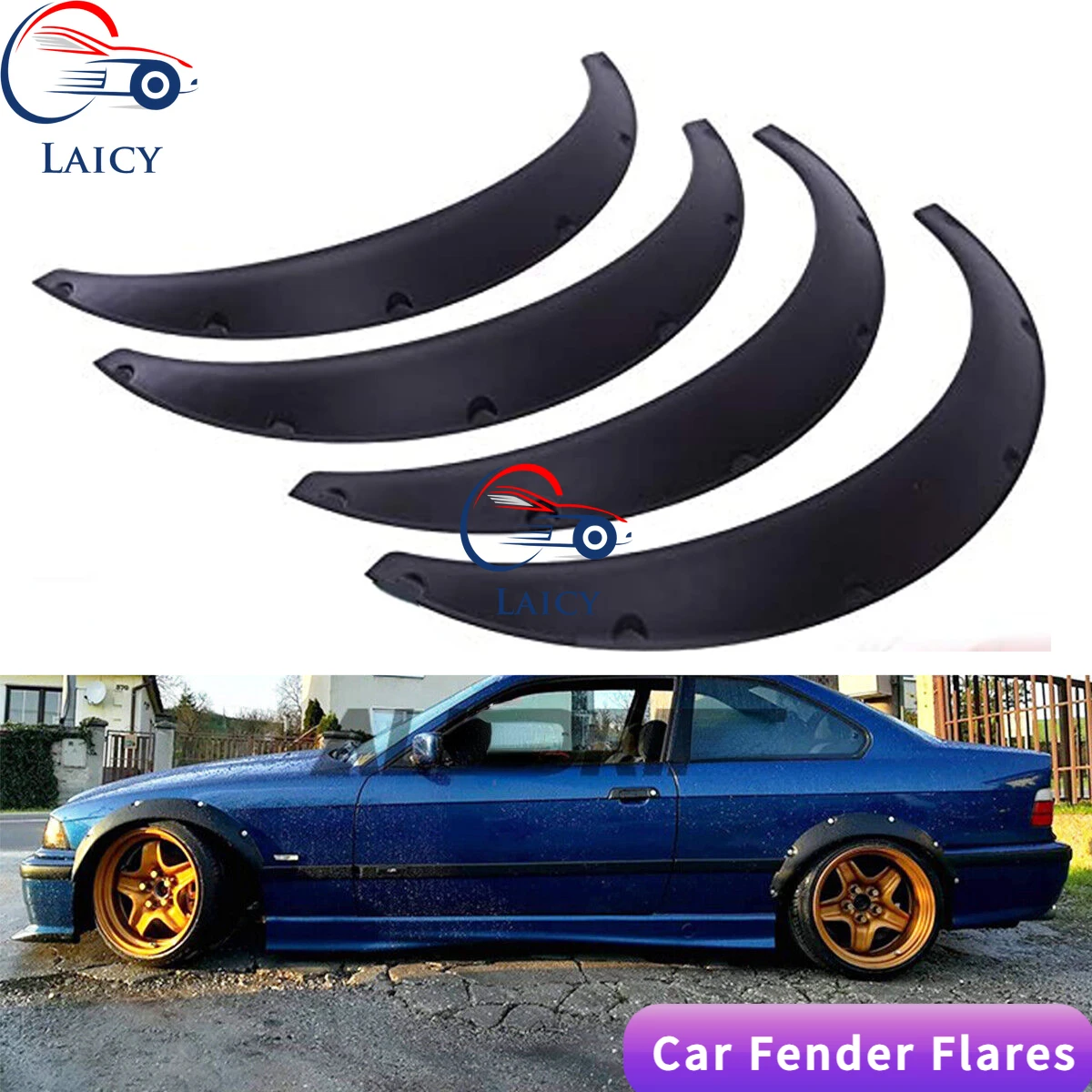 LAICY For 3 Series e36 e46 328 Car Wheel Arch Fender Flares Mudguard Mud Splash Guard Extra Wide Wheel Kit Auto Parts