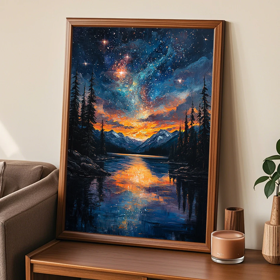 

SDOYUNO Painting Paints By Numbers starry sky Landscape Night Scenery Color Markers Art Supplies On Canvas Handmade Wall Decor