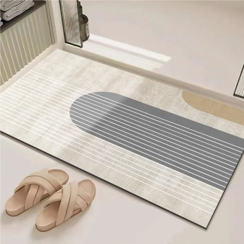 Minimally modern bathroom floor mat, absorbent anti slip bathroom door diatomaceous earth quick drying shower floor mat