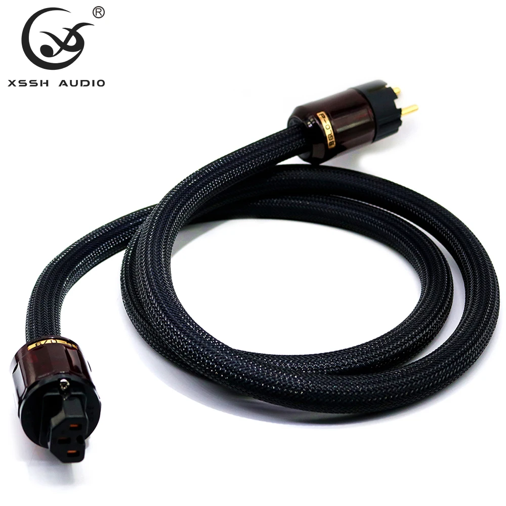 Audio Wire XSSH Hi-End Hifi Amplifier 16.5mm 3Core OFC Pure Copper Schuko EU+IEC Female Male Gold Plated Plug Power Cable Cord