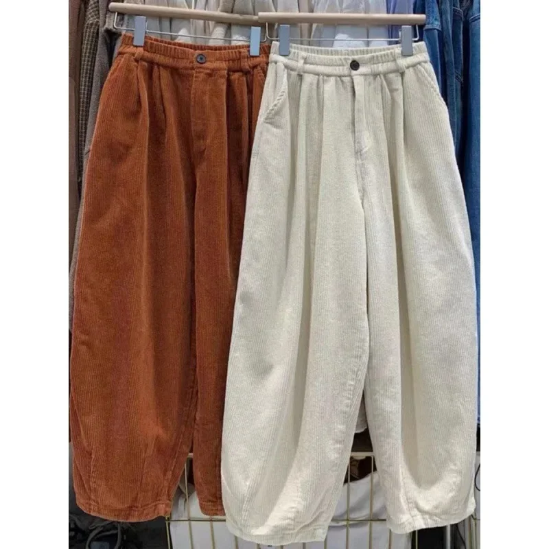 

Clearance Leak-Picking Counter Withdraw Big Brand Women Clothes Retro Corduroy Wide-Leg Pants Loose Casual Plus Velvet