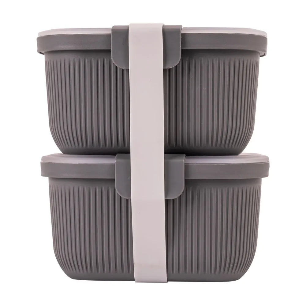 Rectangle Grey Bento Box Snack Container 19oz Plastic Food Storage Box for Lunch Meal Prep Portable