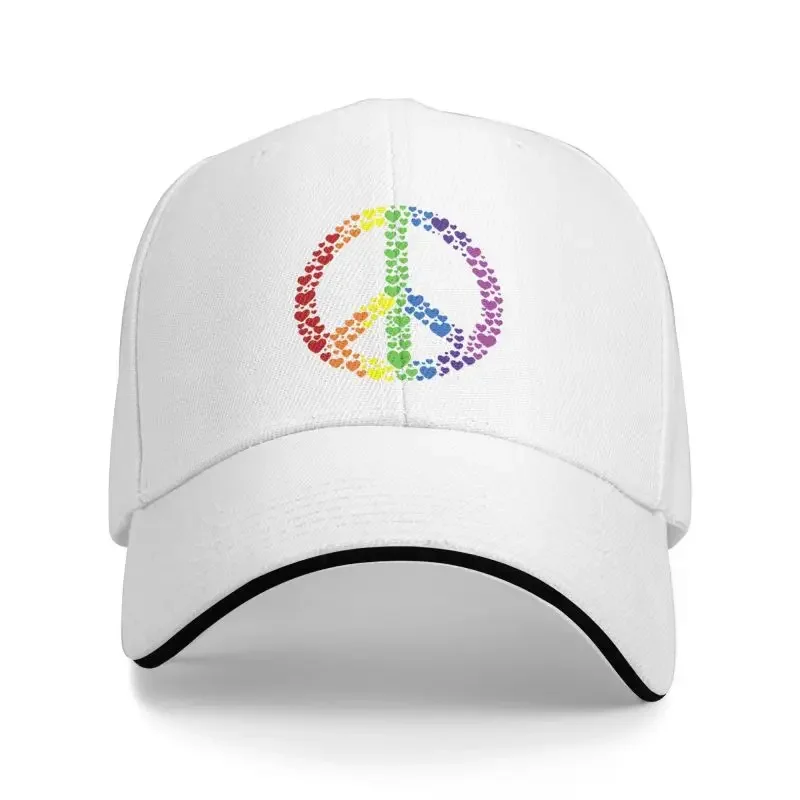 

Fashion LGBT Peace Sign Rainbow Hearts Baseball Cap for Women Men Adjustable Gay Pride LGBTQ Love Dad Hat Outdoor