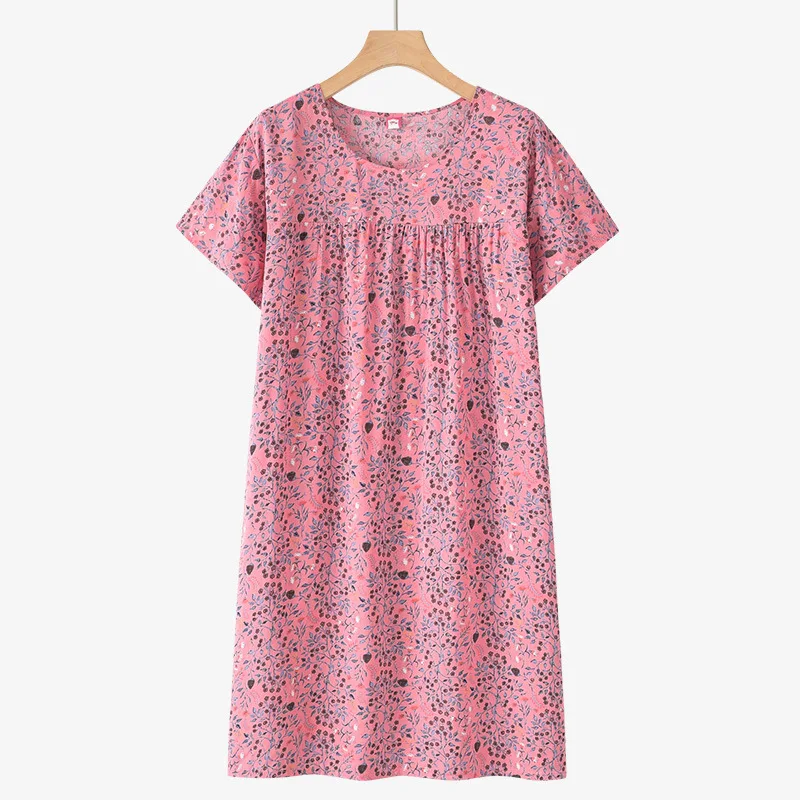 

Printing Loungewear Sleepdress Summer Nightdress Short Sleeve Sleepwear Night Dress Women Round Collar Nighties Nightgown