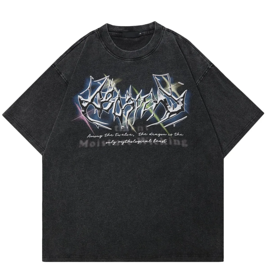 

Trendyretro washed t-shirt street t-shirt graphic printing men's women's cotton clothing short sleeve t-shirt new arrival