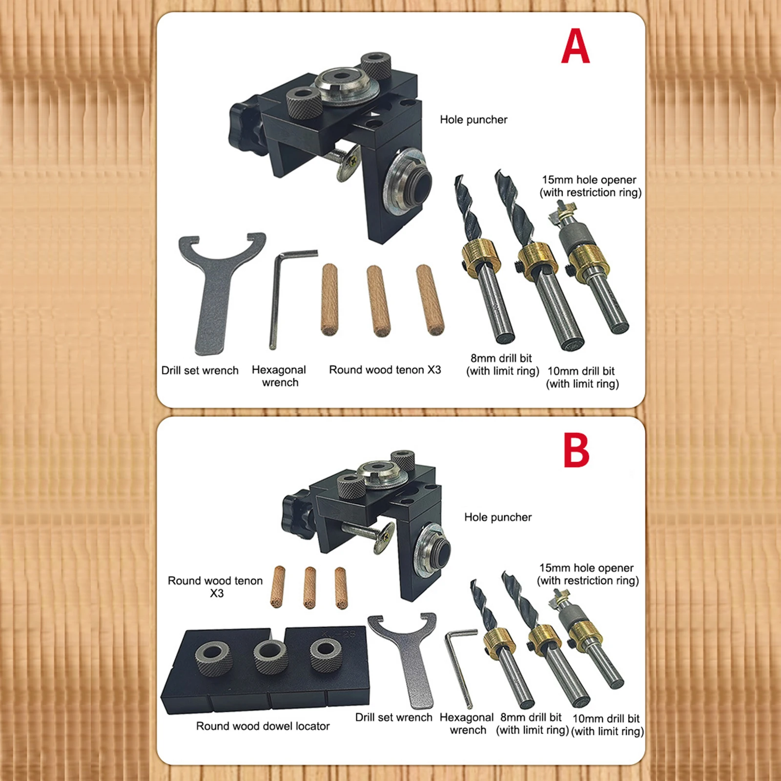 3 in 1 Adjustable Woodworking Doweling Jig Kit Pocket Hole Jig Drilling Guide Locator For Furniture Connecting Hole Puncher Tool