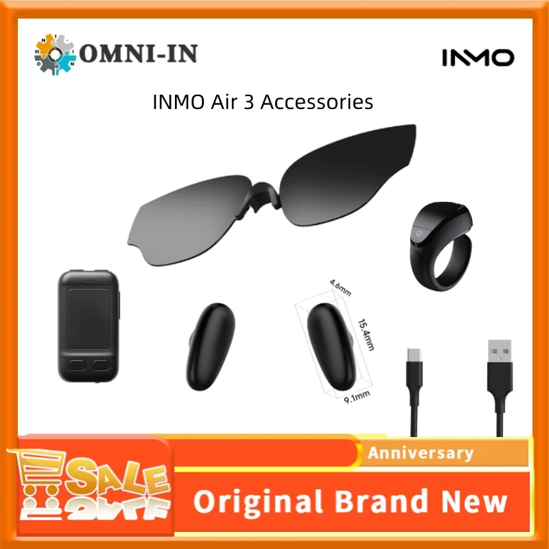 

Аксессуары INMO AIR3: кольцо, зарядный кабель, тачпад, зажим для солнцезащитных очков, носовая накладка