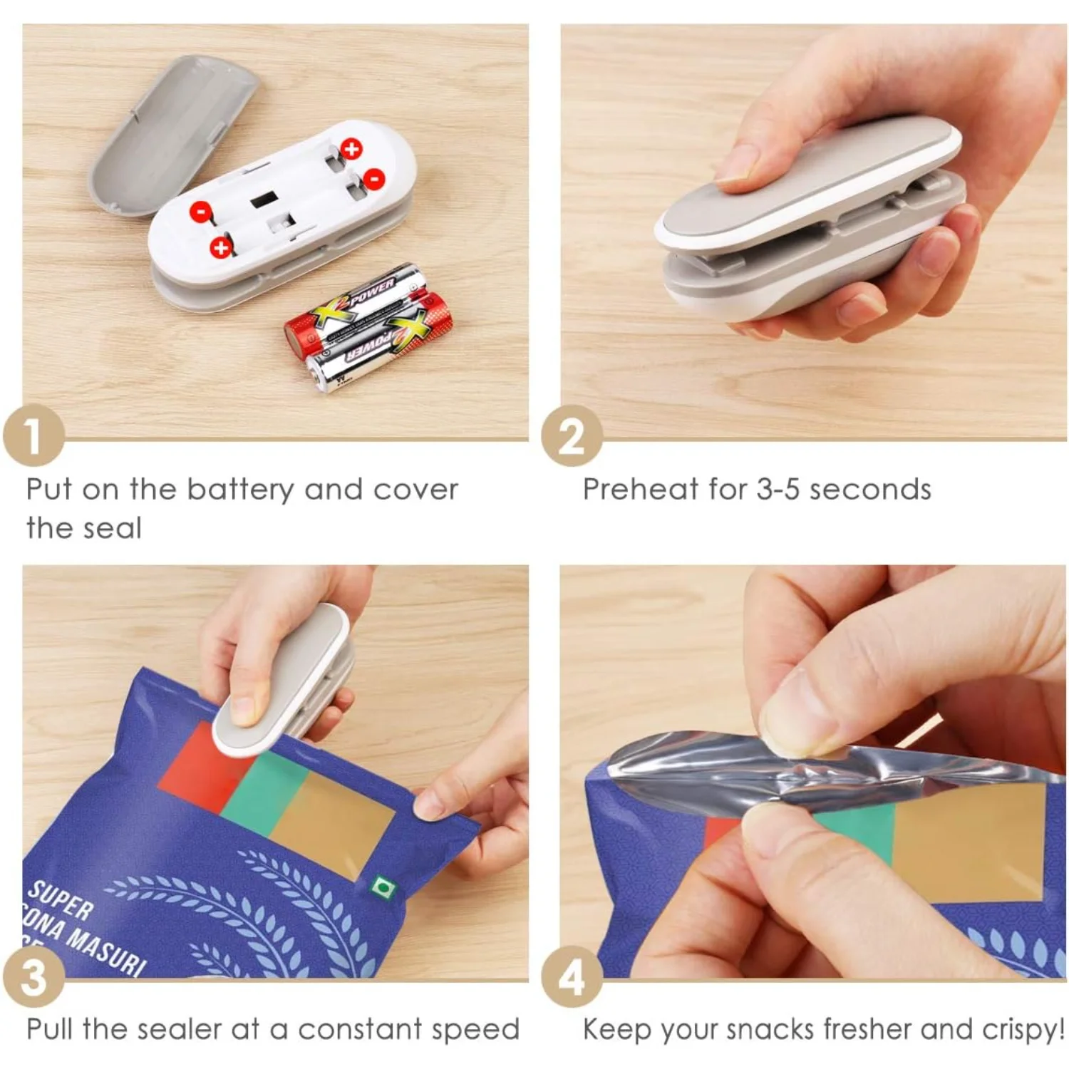 Мини-запаювач пакетов, Упаковщик пакетов с чипсами, Термосварщик, Мини-портативный упаковщик для пищевых закусок,