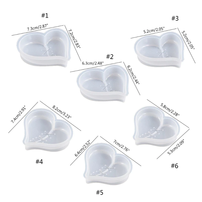 Costura forma coração chaveiro molde epóxi cristal molde silicone molde gesso