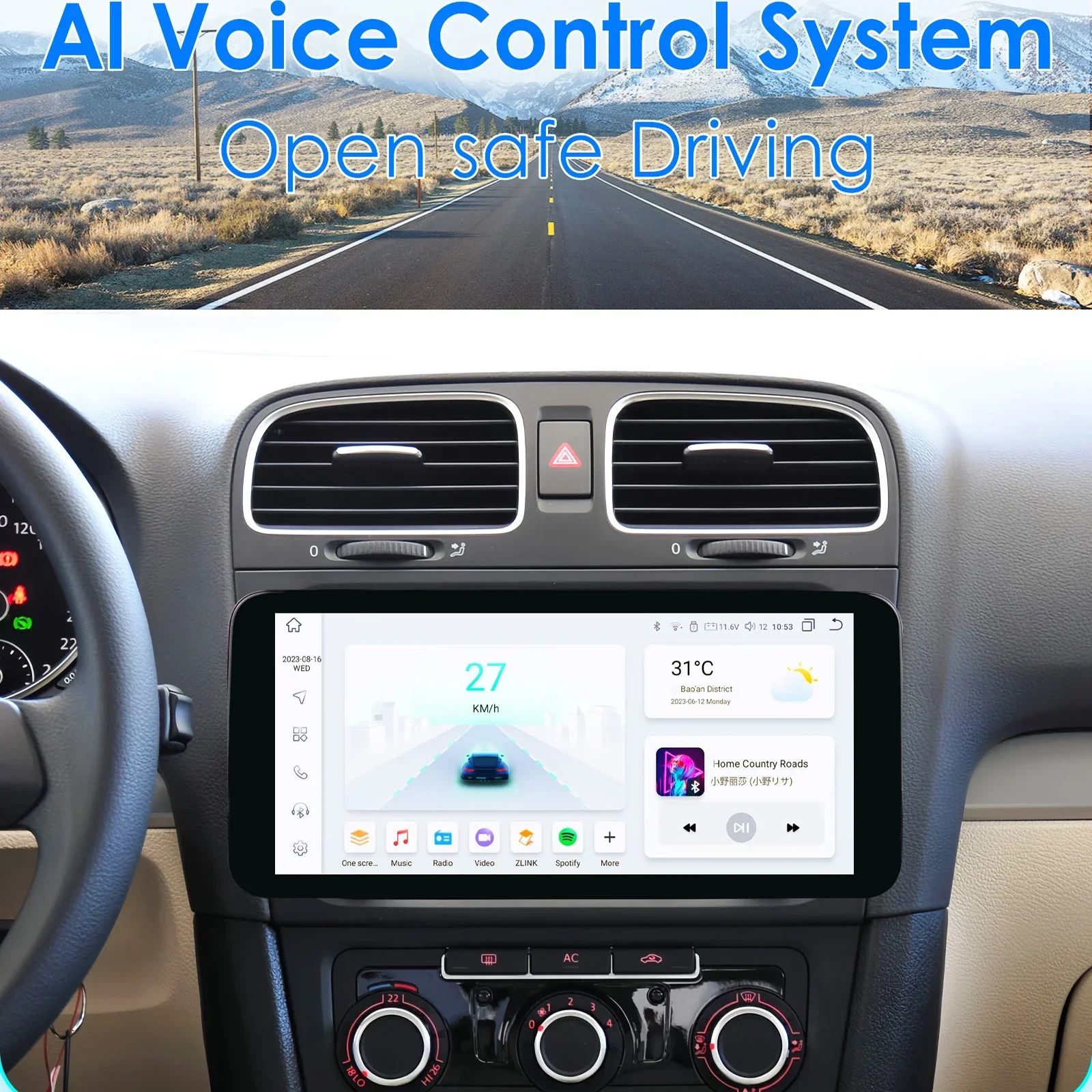 Autoradio Android da 10.33 pollici 2Din per Volkswagen Golf 5 6 Polo Passat B6 B7 CC Skoda Jetta Car Multimedia GPS Navi Carplay DSP BT