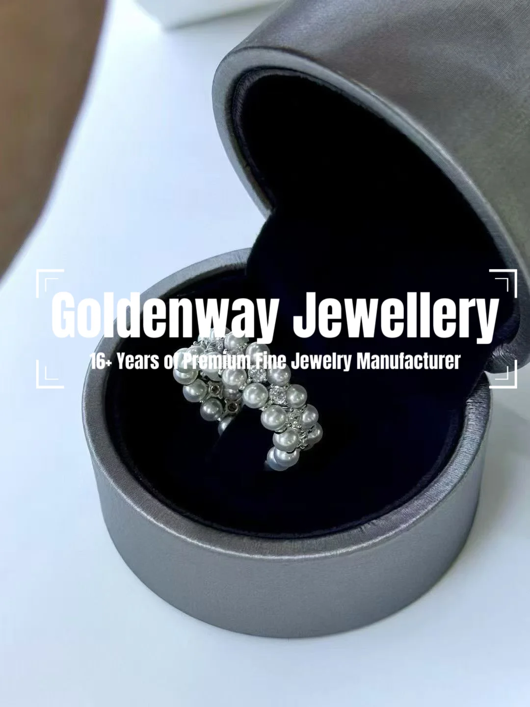 

Certificated 925 Silver Natural Freshwater Pearl Full Eternity Finger Band Double-layers Full Diamond Pinky Ring Shining Jewelry