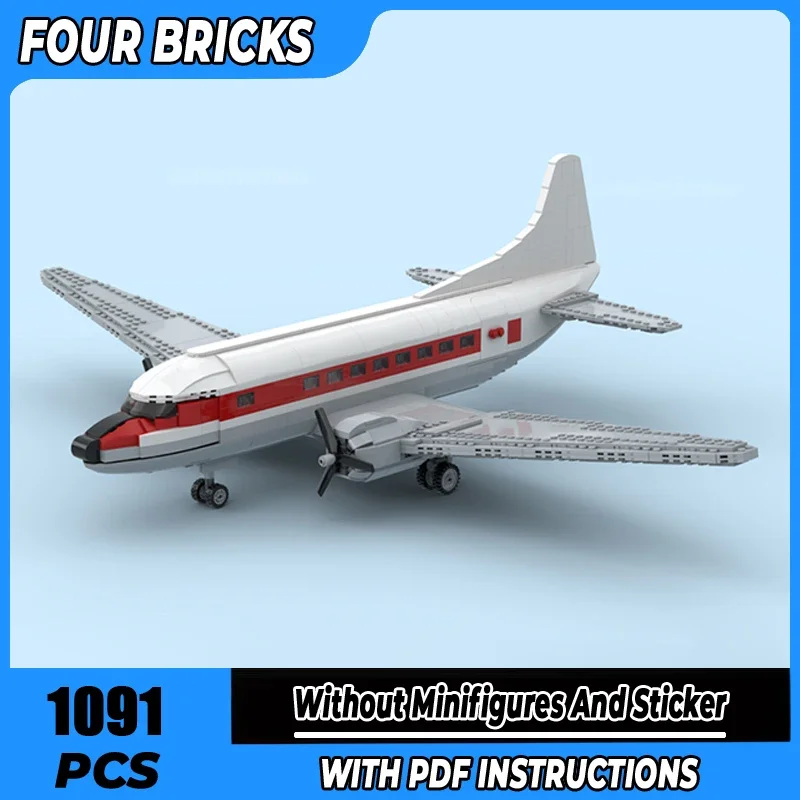 Moc Building Blocks Vintage Commuter Airliner Technology Modular Bricks Model Gifts Christmas Toys DIY Sets Assembly