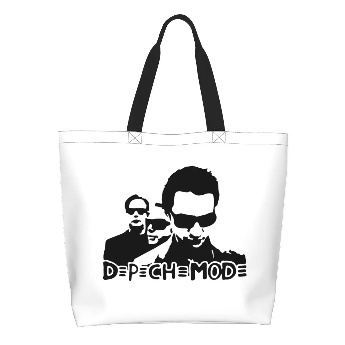 Cute Electronic Rock Depeche Cool Mode Shopping Tote Bag Recycling Grocery Canvas Shoulder Shopper Bag