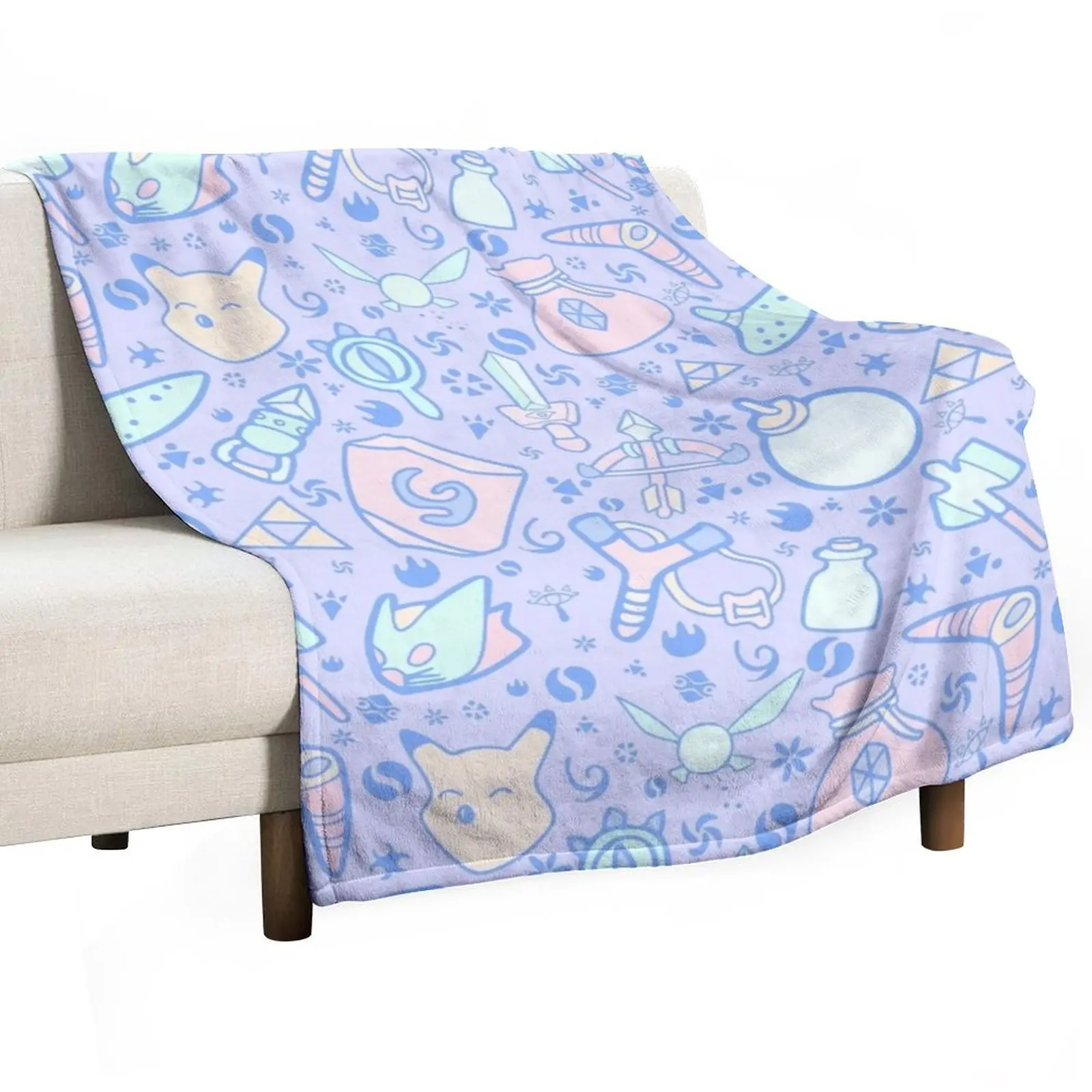 

Zelda Doodlez (Blue Pastel ver.) Throw Blanket Beautifuls Baby Thin Thermal Blankets
