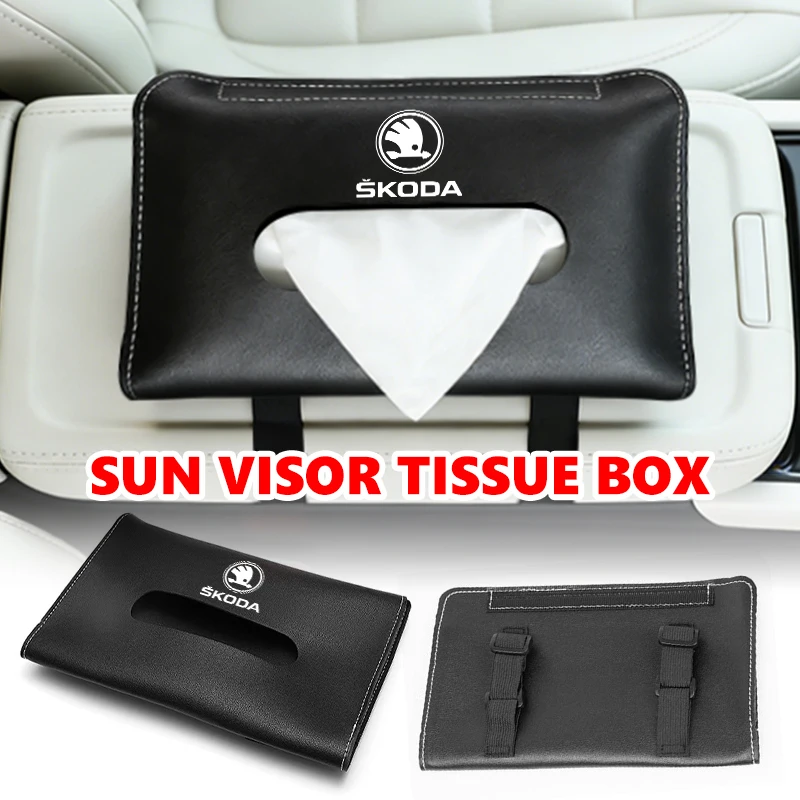 Leather Car Sun Visor Tissue Organiser Box Multifunctional Interior Auto Accessories For Skoda Octavia A5 A7 RS Fabia Superb