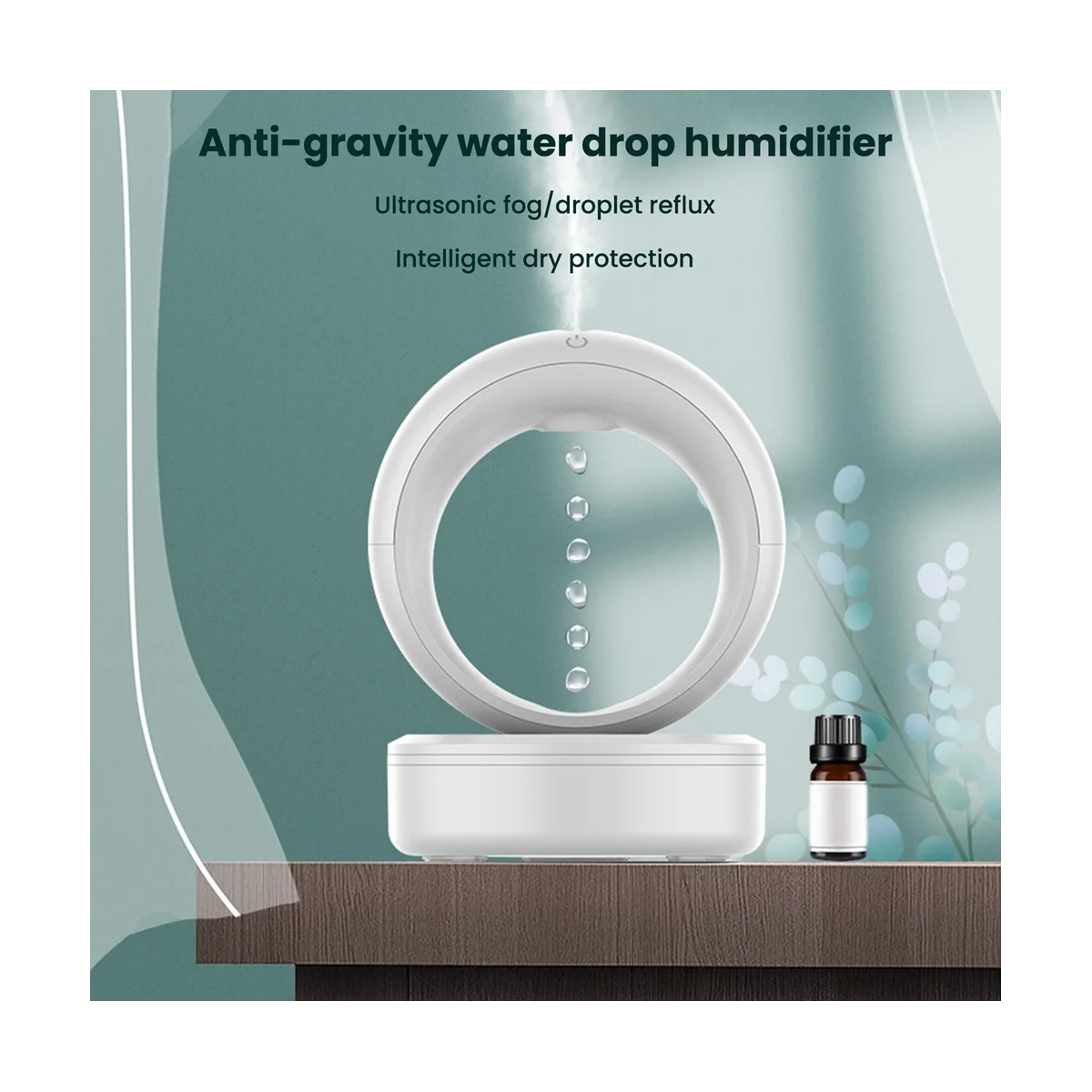 Anti-Gravity Inverted Water Droplets High Mist Volume Essential Oil Aromatherapy Ambient Light Spray Mute Humidifier