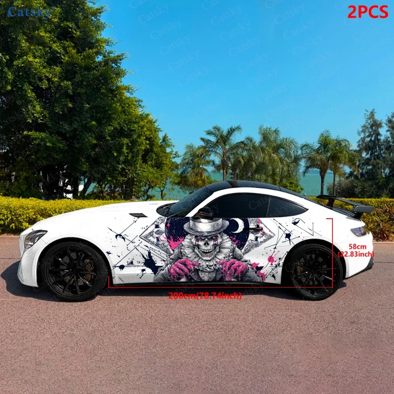 Hatted Skull Clown Poker Car Vinyl Wraps Decal Self-adhesive PVC Sticker Suitable for Trucks SUV Decor Auto Accessories Gift view 6