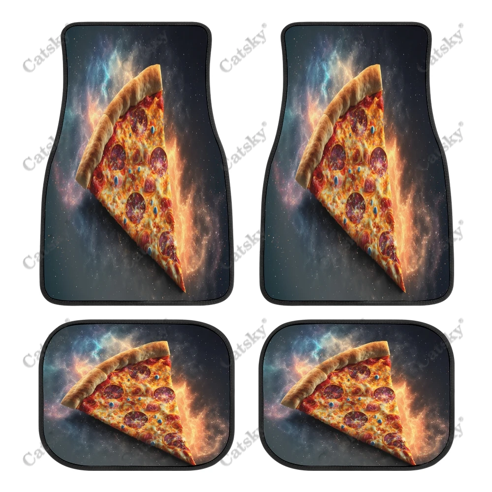 Funny Fantasy Pizza Art Car Auto Floor Mats Carpet, 4PCS Customized Cars Mat All Weather Automotive Vehicle Pad Stylish